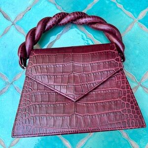 ANIMA IRIS The Zaza Grande Croc-Embossed Leather Top Handle Bag